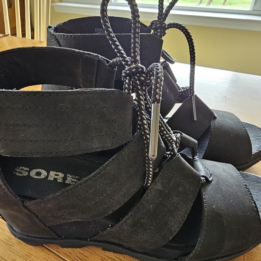 Sorel Black Lace-Up Open-Toe Sandals - Picture 2 of 4